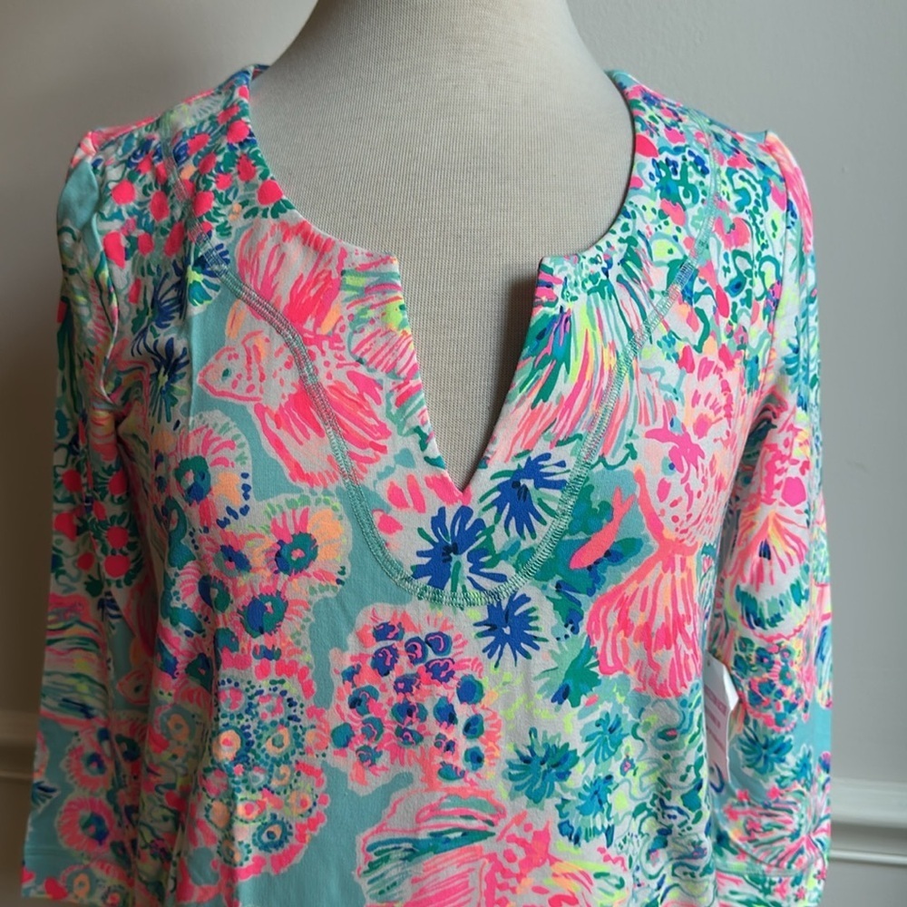 Lilly Pulitzer Women’s Pink Serene Blue Justina Tunic Top Style 24197 Small NWT